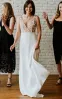 A-Line Satin Simple V-neck Wedding Dress With Low-V Back And Appliques