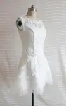 A-Line Short Tulle Lace Satin Weddig Dress