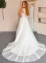 A-line Spaghetti Straps Sleeveless White Appliques Tulle Pearls Wedding Bridal Dress