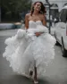 Romantic A-line Sweetheart Sleeveless White Tulle Modest Floral Wedding Dress