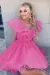 Agatha |A Line V Neck Organza Ruffles Homecoming Dress(Hot Pink,2)