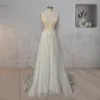 Diva | A-Line V Neck Sleeveless Floral Enchantment Boho Wedding Dress