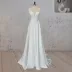 A-Line White Satin Elegant V Neck Wedding Dress