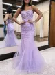 Armani |Lilac Mermaid Scoop Neck Prom Dress with Appliques(Lilac,2)