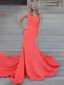Adley  | One Shoulder Mermaid Sleeveless Satin Prom Dress with Train
