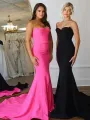 Aetherion | Strapless Mermaid Long Prom Dress with Slit(Black,2)
