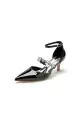 Ankle Strap Pointed Toe Wedding Shoes with Rhinestone(Black,US6)