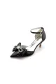 Ankle Strap Stiletto Heels with Bow(Black,US6)