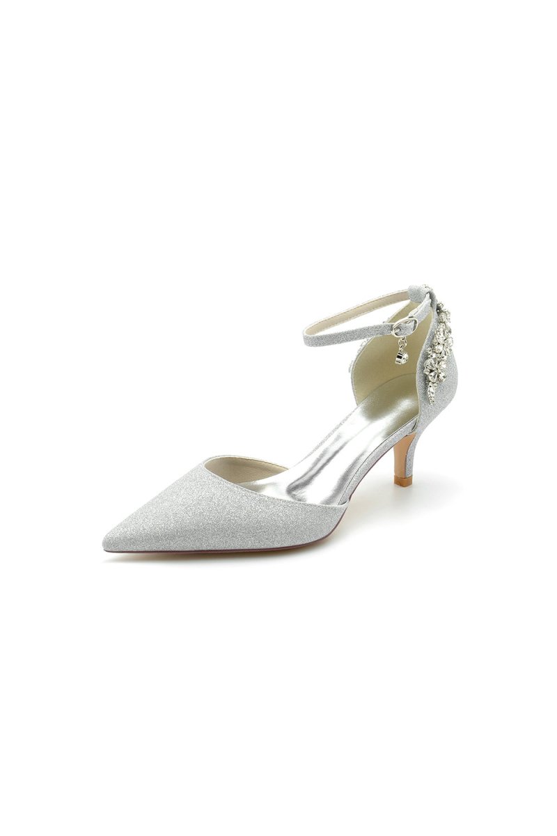Ankle Strap Wedding Shoes with Rhinestone