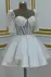 Arlise | Sweetheart White Sequin Short Homecoming Dress With Puff Sleeves