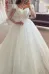 Bateau Long Sleeve Sequined Appliques Empire Tulle Wedding Dress(Diamond White,2)