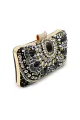 Black Beaded Shoulder Chain Evening Clutch(Black,One Size)