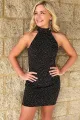 Parisa | Black Halter Neck Sleeveless Sequins Sheath Short Homecoming Dress