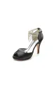 Burgundy Stiletto Heels with Ornate Chain Detail(Black,US6)