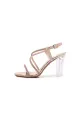 Blush Strappy Rhinestones Chunky Heel Sandals
