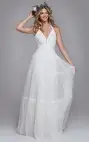 Bohemian Halter A Line Tulle Brush Train Wedding Dress with Ruching(Diamond White,2)