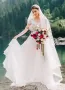 Bohemian Wedding Dresses Lace Short Sleeve Chiffon Bridal Gowns