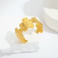 Boho Floral Chunky Wide Open Bracelets(Gold,One Size)