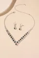 Braided Rhinestone Clavicle Necklace And Earrings Set(Black,One Size)