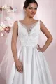 A-Line Illusion Neck Sleeveless Floor-Length Satin Wedding Dress With Pleats(Diamond White,2)