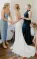 Sexy Plunging Neckline Mermaid Satin Wedding Dress With Sweep Train(Diamond White,2)