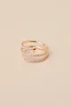 Multilayer Gold Open Circle Rings with Rhinestones(Gold,One Size)