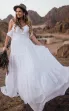 Casual Chiffon Spaghetti A Line Sleeveless Wedding Dress with Ruffles and Open Back