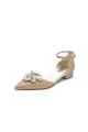 Casual Pointed Toe Ankle Strap Low Heels with Rhinestone(Champagne,US5)