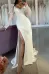 Casual Sweetheart Long Sleeve Satin With Side Slit Beach Wedding Dress