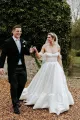 A-Line White Satin Off the Shoulder Wedding Dresses(Diamond White,2)
