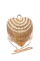 Champagne Beaded Pearls Party Clutch(Champagne,One Size)
