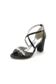 Champagne Cross-Strap High Heels with Crystal Embellishments(Black,US6)