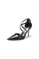 Champagne Patent Leather Wedding Shoes with Straps(Black,US5)