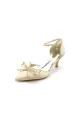 Champagne Pointed Toe Ankle Strap Wedding Shoes with Bow(Champagne,US5)
