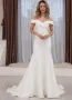 Chic Satin Off the Shoulder Sleeveless Sweep-Train Bridal Dress