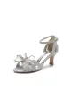 Chic Open Toe Beaded Hollow-out Wedding Shoes With Bow(Silver,US6)