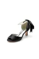 Chic Peep Toe Ribbons Faux Pearl Pumps(Black,US5)
