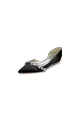Chic Rhinestone Pointed Toe Kitten Heels(Black,US5)