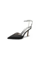 Cocktail Pointed Toe Crystal Strap High Heels(Black,US5)