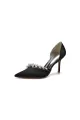 Cocktail Pointed Toe Pearl Heels(Black,US5)