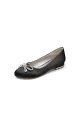 Crystal Bow Round Toe Flats(Black,US6)