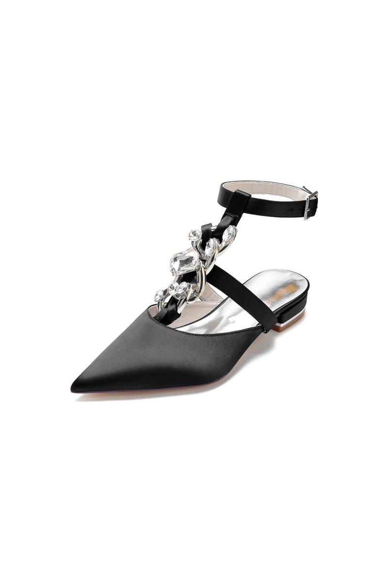 Crystal Chain Pointed Toe Flats