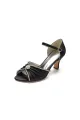 Crystal Open Toe Buckle Strap Chunky Heels