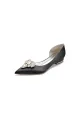 Crystal Simple Pointed Toe Flats(Black,US6)