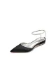Crystal Strap Cocktail Pointed Toe Flats(Black,US6)