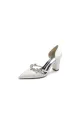 Crystal Strap Pointed Toe Block Heel Sandals