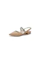 Crystal Strap Pointed Toe Low Heels(Champagne,US5)