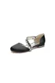 Crystal Strap Round Toe Flats(Black,US6)