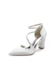 White Silk Pump with Decorative Ankle Strap