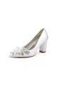 Floral Beaded Pointed Toe Chunky Heel